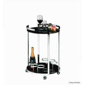 bar trolley with stainless steel frame and grey glass shelves - Hong Kong furniture store - DSL Furniture