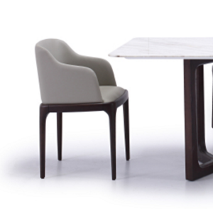 Modern affordable dining chair with a solid wood base and fabric or leather upholstery. On sale at Hong Kong number 1 furniture store - DSL Furniture