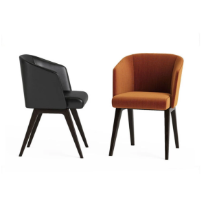 dining chair with curved backrest and wood legs