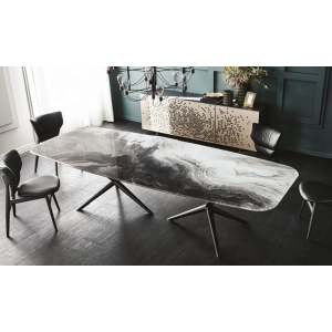 black and white marble dining table, Hong Kong