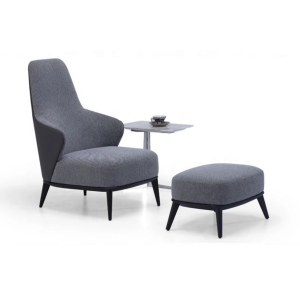 armchair with high backrest and ottoman